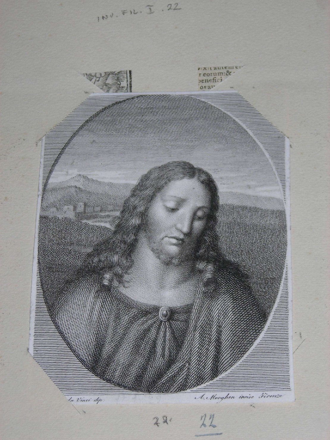volto di Cristo (stampa) di Morghen Antonio detto Tenente, Leonardo da Vinci (se